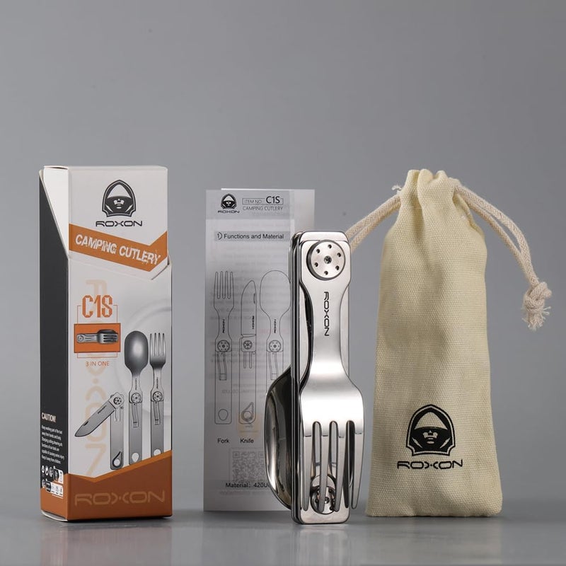 Roxon C1 3 IN 1 Camping Utensils Detachable Cutlery Knife Spoon Fork for Outdoor Camping Hiking - Image 5